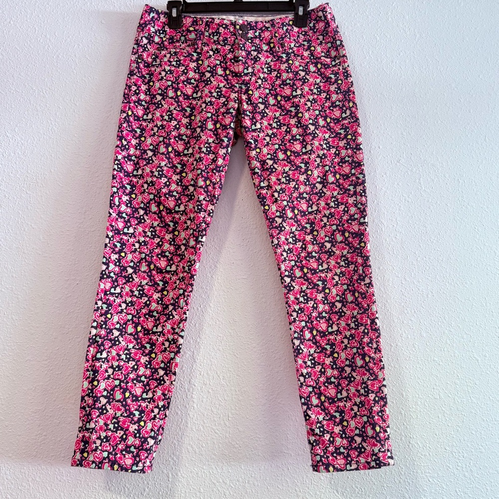 Lilly‎ Pulitzer Heart Print Cropped Pants Jeans Size 4 Worth Skinny Mini